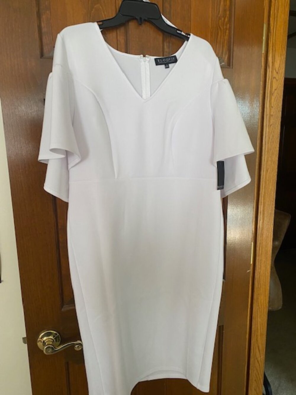 Eloquii 14 White Scuba Dress with Attached Cape